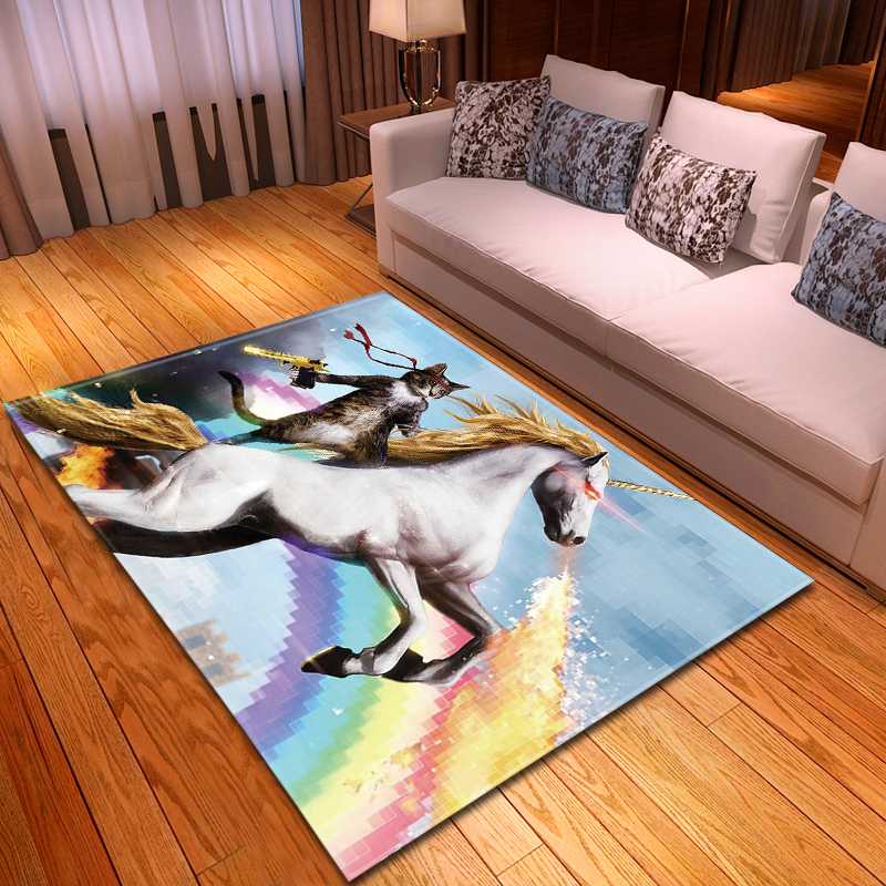 

Modern Decor Carpet Sofa Area Rug Horses Pattern Shoebox Mat Decor Bedside Kitchen Rug Children Play Carpets for Living Room, No-4