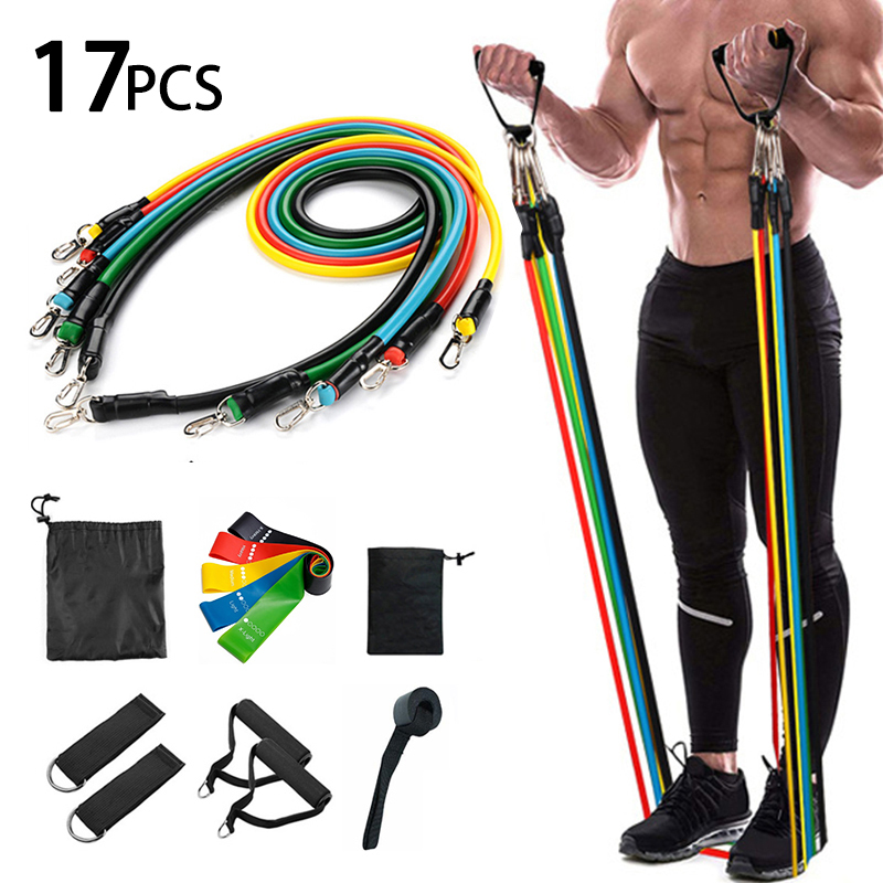 

17Pcs Latex Resistance Bands Yoga Pull Rope Expander Fitness Equipment Elastic Bands Fitness Exercise Drop Shipping Jump Rope