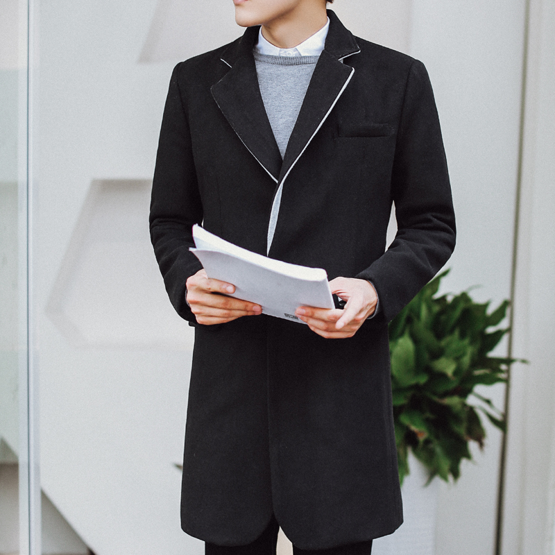

Male Wool Windbreaker Overcoat Men's Wear Loose Coat Man 2020 Spring Coats Black Sobretudo Slim Fit Designer Long Jackets Mens