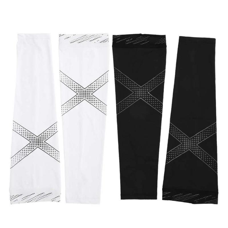 

1Pair Ice Fabric Breathable UV Protection Running Arm Sleeves Fitness Basketball Elbow Pad Sport Cycling Outdoor Arm Warmers, White