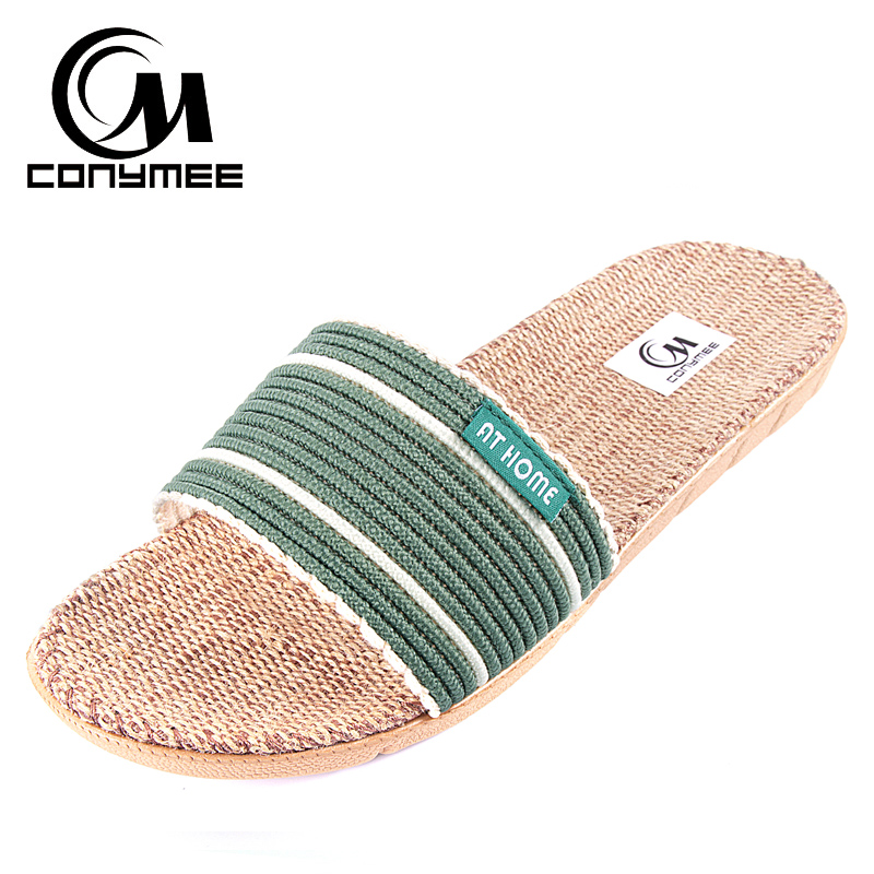 

Summer 2020 New Slipper Sandal Breathable Womens Flat Slides Silent Sweat Flax Home Slippers For Women Beach Sandals Flip Flops, Qym-lg green