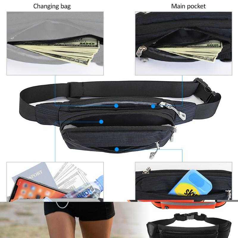 

Waterproof Running Waist Bag Canvas Sports Jogging Portable Outdoor Phone Holder Belt Bag Women Men Fitness Sport Accessories, Orange