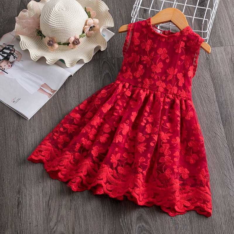

Flower Girl Dress Casual Lace Embroidery Princess Baby Girl Clothes Summer Sleeveless Dress Kids Clothes Dresses Holiday, As picture