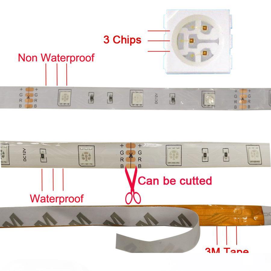 

5050 SMD 5m 10m RGB LED Strip Light Flexible Led Waterproof Light Tape RGB diode LED Ribbon IR Controller Power Supply