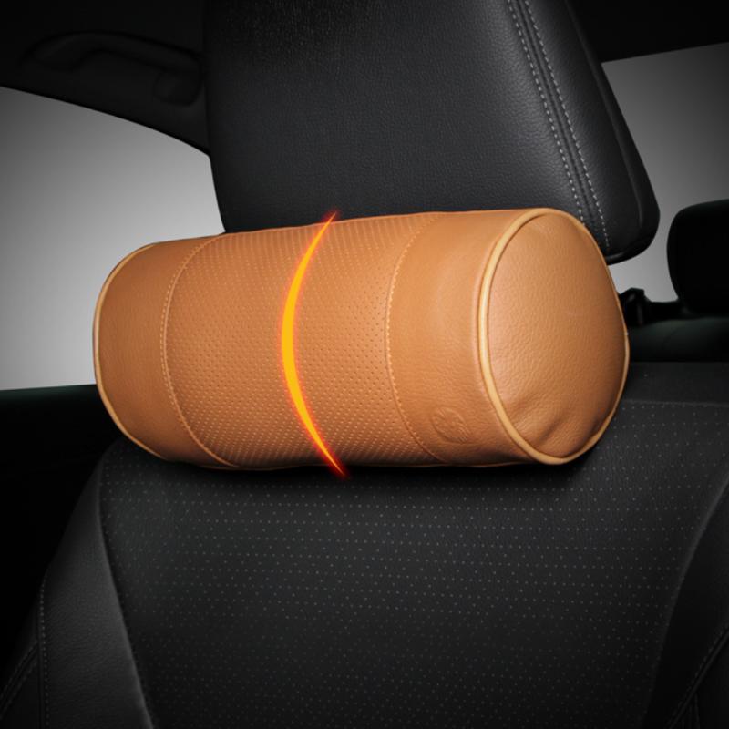 

LEEPEE 1piece Interior Accessories PU Leather Head Neck Support Car Pillow Memory Foam Car Neck Pillow Soft Headrest