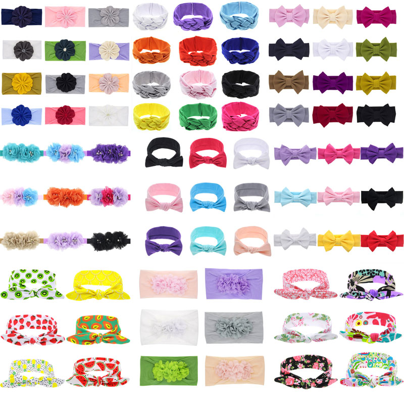 

Baby Girl Flower Print Turban Headband Soft Headwraps Bow Knot Headbands Stretchy Hair Bands Children Little Girls Fashion Hair Accessories