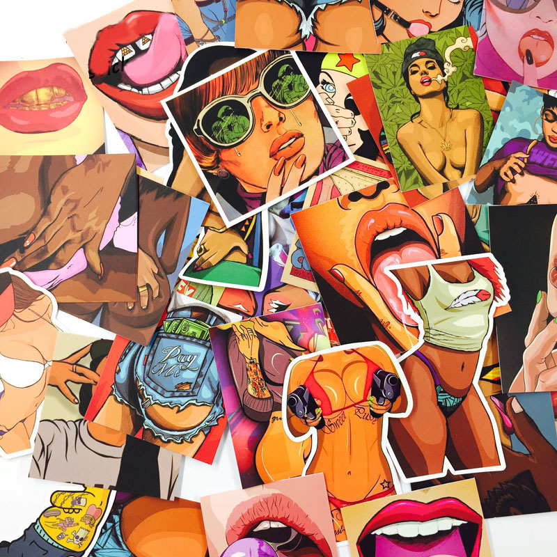 

47Pcs Sexy Hot Vulgar Adult Stickers NSFW Pack Non-random Graffiti Car Luggage Sticker Laptop Bumper Skateboard Motor Water Bottle Decal