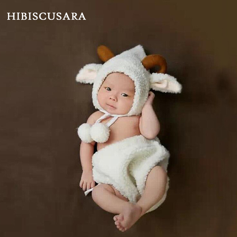 

0-6 Months Baby Photography Clothing Sheep Clothes Sets Outfits Boy Girls Souvenir Picture Clothes Cute Adorable Hat, White