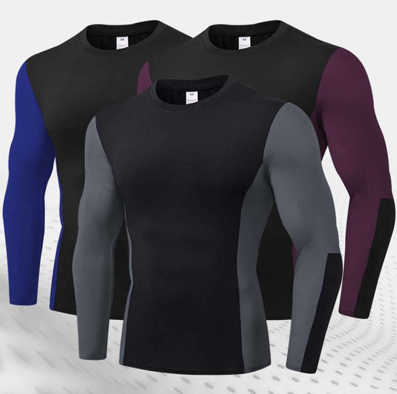 

Fitness Gym Compression Shirt Men Long Sleeve Man' T-shirt Bodybuilding Sport Gym Shirt Male Rashguard Jersey Sportswear, Blue