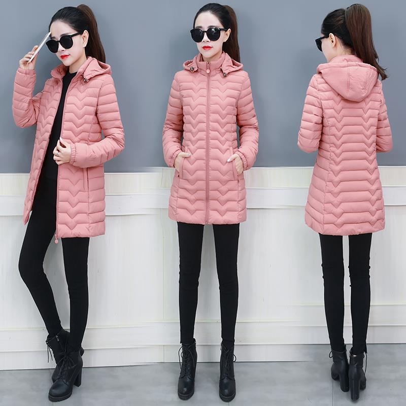 

2020 Winter Women Warm Jackets Parkas Ladies Long Outwear Female Hooded Causal Light Portable Down Fashion Coats Casacos W253, Pink1
