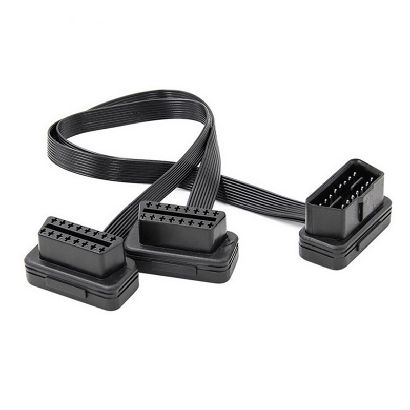 

Car Obd Extension Cord One Towing Two Elbow Flat Line Obd2 Extension Cable 0.3 M Female Y Splitter Elbow Obdii Connector