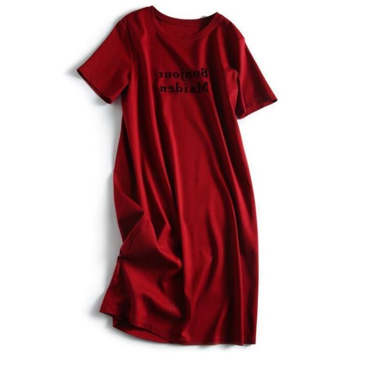 

2020 Loose Thin Woman Printing Red Dress