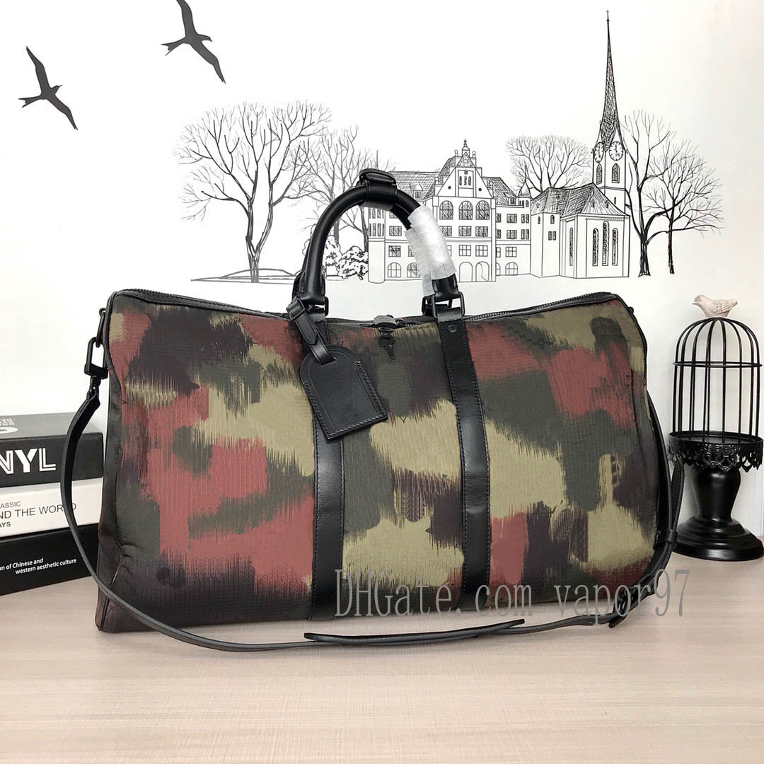 

Duffel Bags Camouflage Summer Flower Print Tote Green Red Hardware 56416 p1485 Tavel Bag Keepall Bandouliere 50 M9x9#, I need see other product