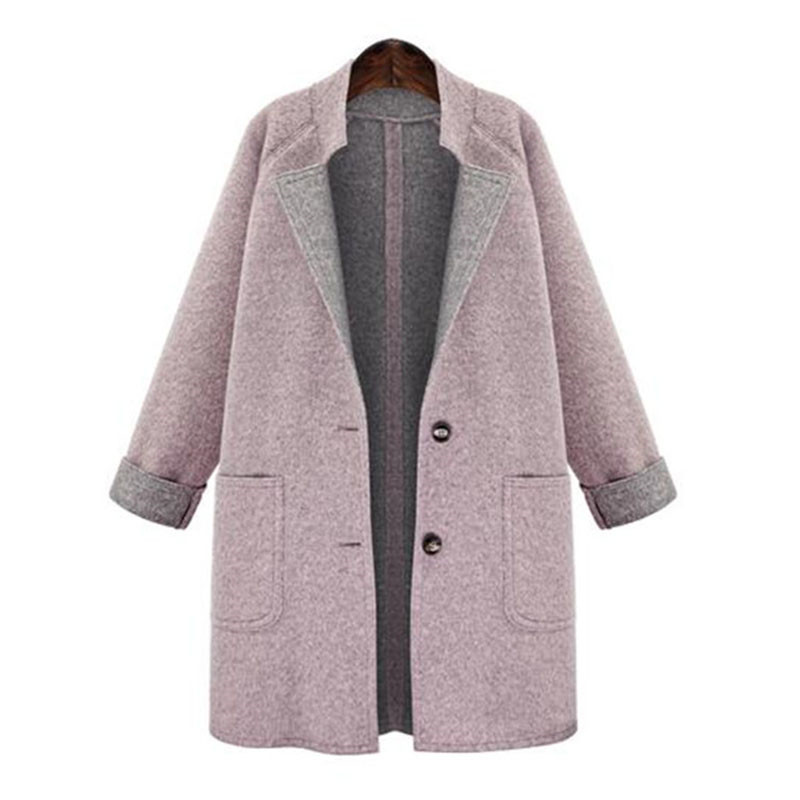 

XL-4XL Plus Size Casual Women Woolen Coat 2020 Autumn Winter Fashion Loose Wool Coat Big Size Female Outerwears New Jackets, Pink