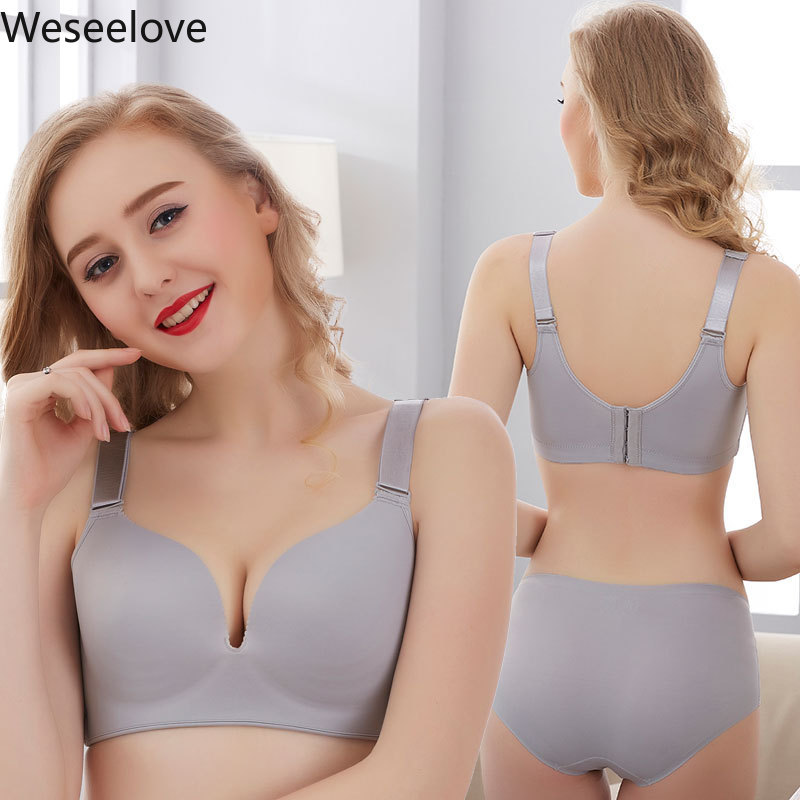 

Weseelove Large Size Women Bralette Bra Thin Style Push-up bras Large Bust Sexy Gorge Adjustable Full Cup Rimless Underwear M16, Black
