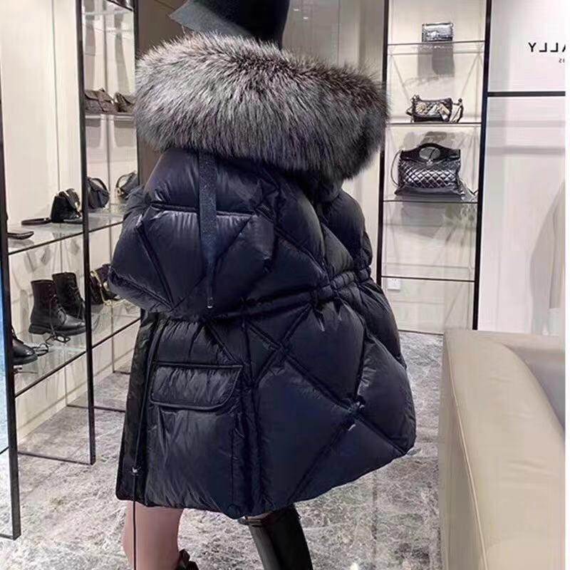 

Women' Jacket Winter White Duck Down Coat Female Jacket Women Natural Fur Hooded Down Parkas Woman Clothing 2020 Chaqueta, Navy faux fur
