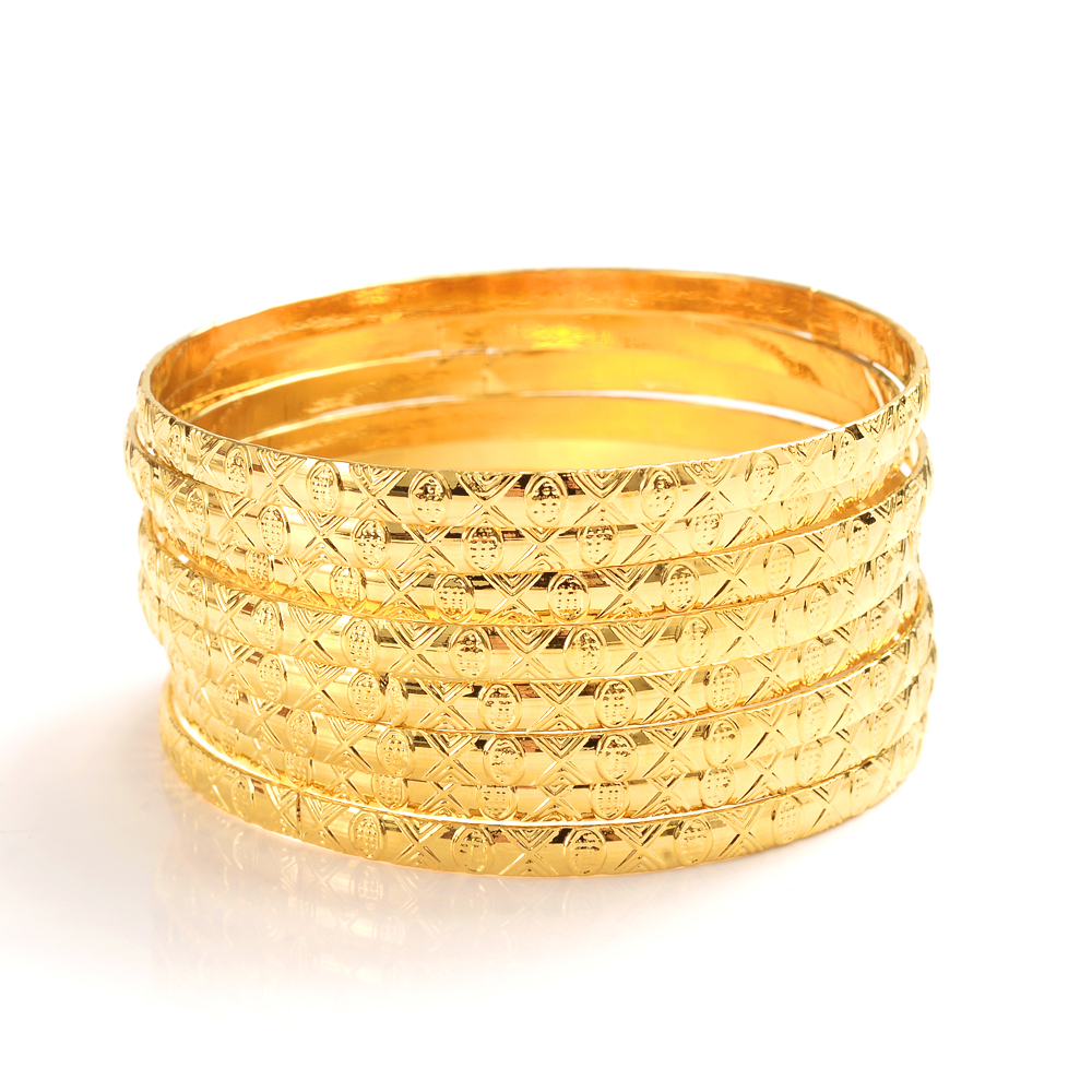 

4pcs 68mm diameter big Dubai india Africa Women girls Bangle 24K Gold Color Bracelet Bangle Adult Wedding Jewelry gifts, Golden;silver