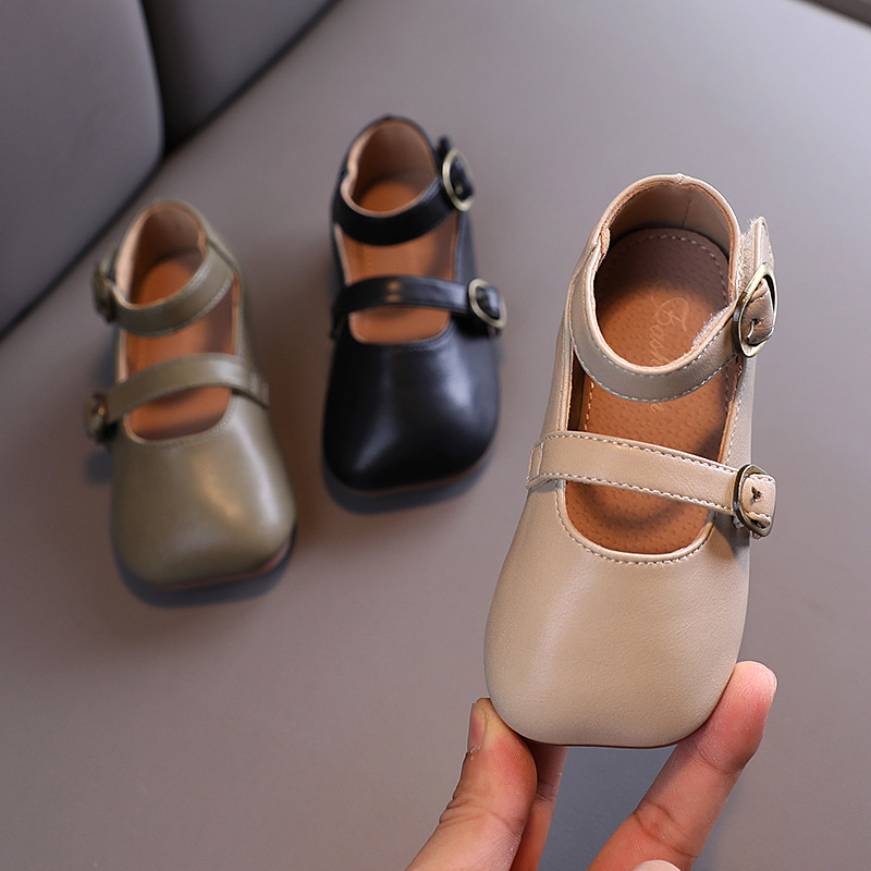 

Autumn Baby Girls Leather Shoes Princess Shoes Students Soft Bottom Children Kid Children Girls, Black
