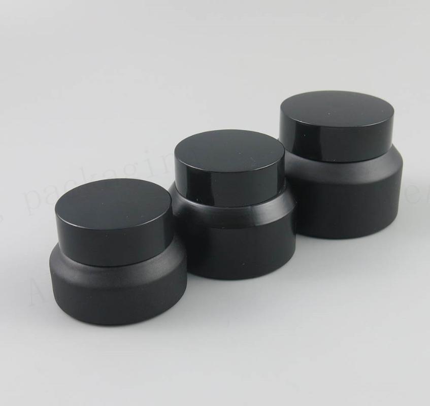 

New Design 200 x 15G 30G 50G Frost Cream Glass Jar With Black Lids white Seal Container Cosmetic Packaging, 15G Glass Cream Pot