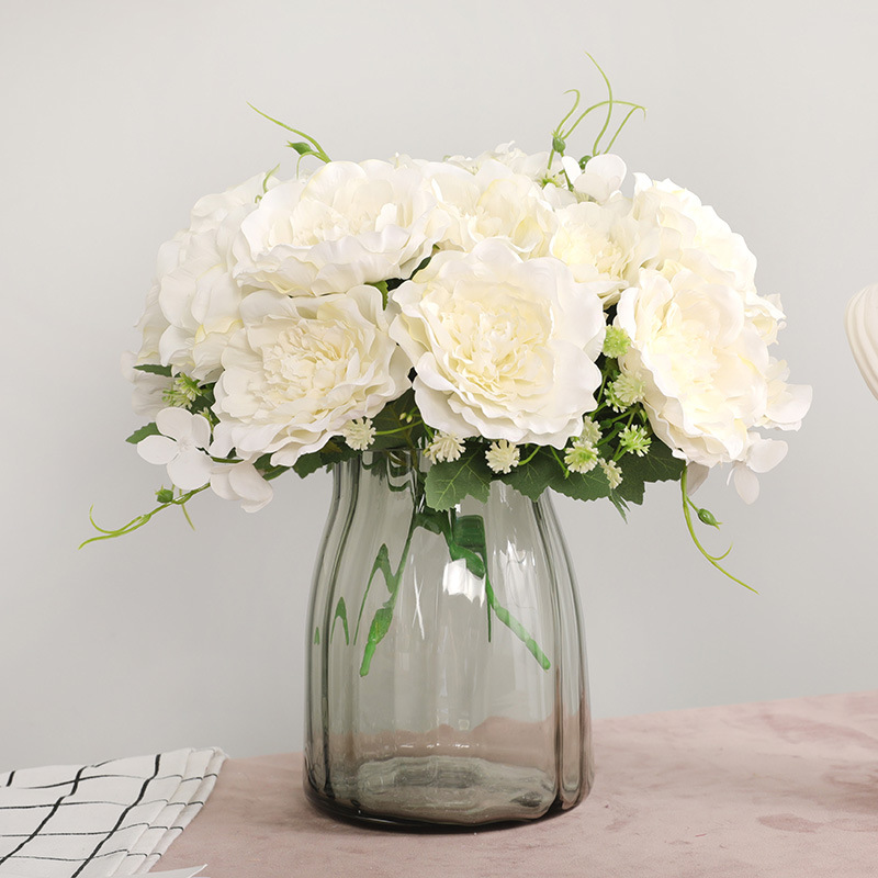 

Rose Artificial Silk Flowers High Quality Bouquet 5 heads Fake Flowers Daisy Bud Decoration for Wedding Home Foam
