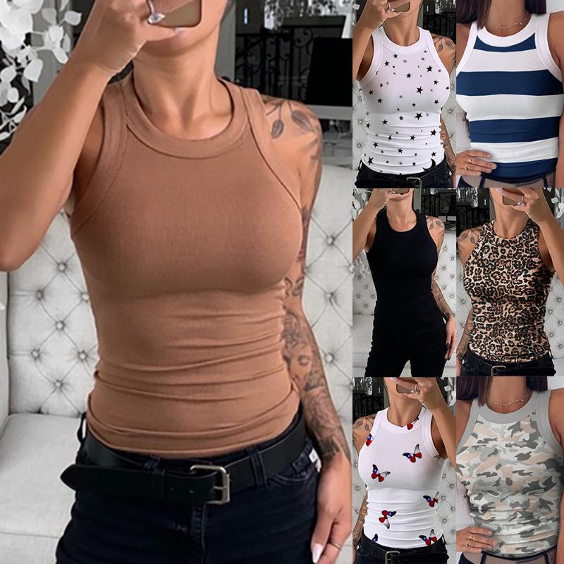 

Solid Women Tank Top Sleeveless Running Vest Basic Cami Top Female Slim Knit Ribbed Racerback Vest 2020 Ropa Mujer Harajuku, 06
