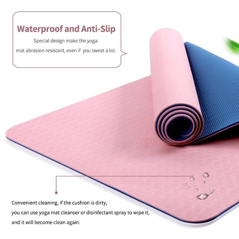 

6mm Eco Friendly Yoga Mat, Position Line DIY Non Slip Non Toxic Exercise Cushion with sling bag for women girls home Gym workout, Green