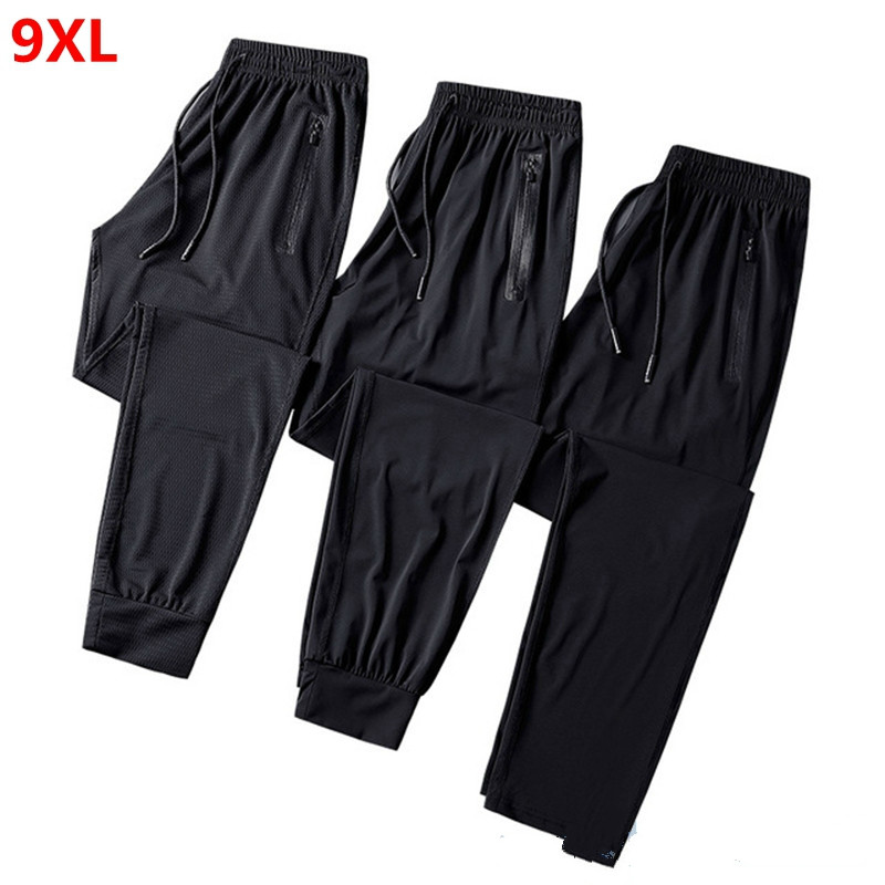 

Summer quick-drying men's ice silk plus size XL air conditioning pants 280 pounds beam mouth close mouth long pants 7XL 8XL 9XL, 9537 not mesh