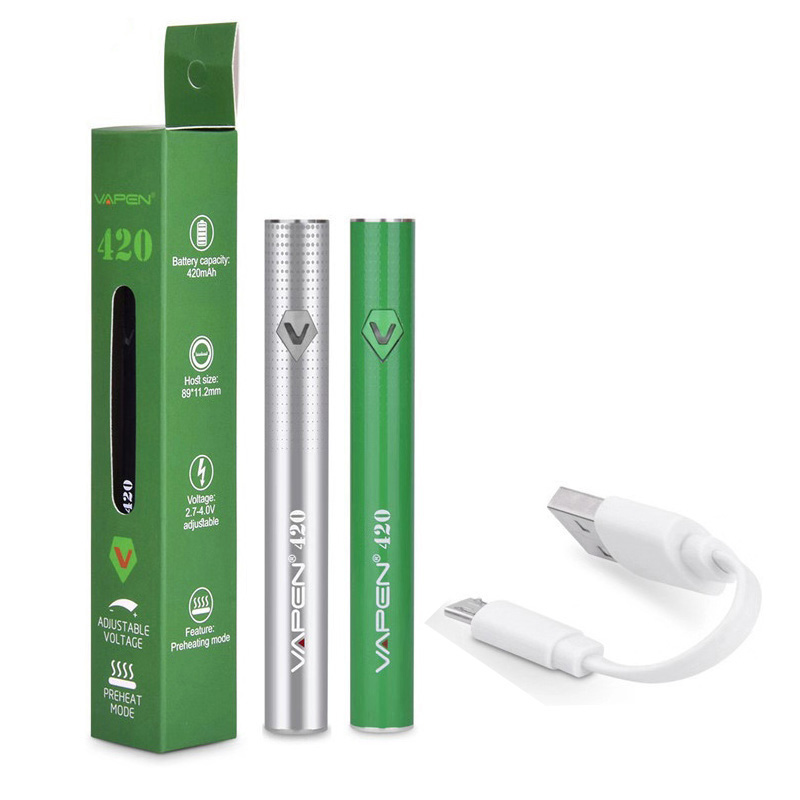 

E cig Variable Voltage Vapen 420 Battery 510 Preheat Adjustable Voltage Battery With USB Charger Packaging Ego Pen