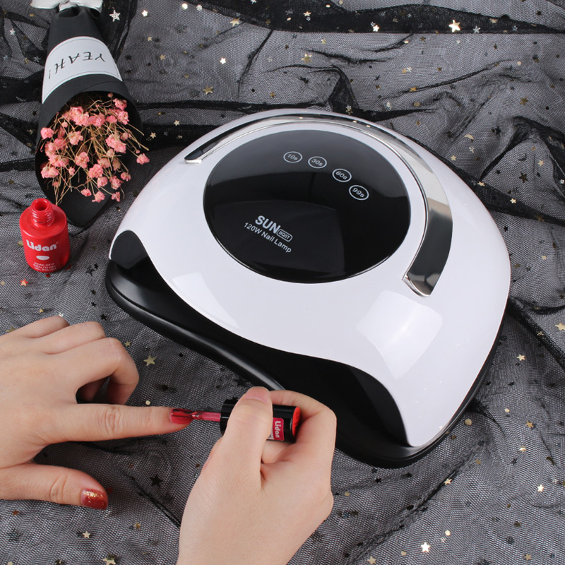 

SUN BQ5T UV LED Ice Lamp Pedicure Light Drying Gel Polish Nail Art Manicure Tool 120W High Power Fast Curing Auto Sensing Dryer, Uk