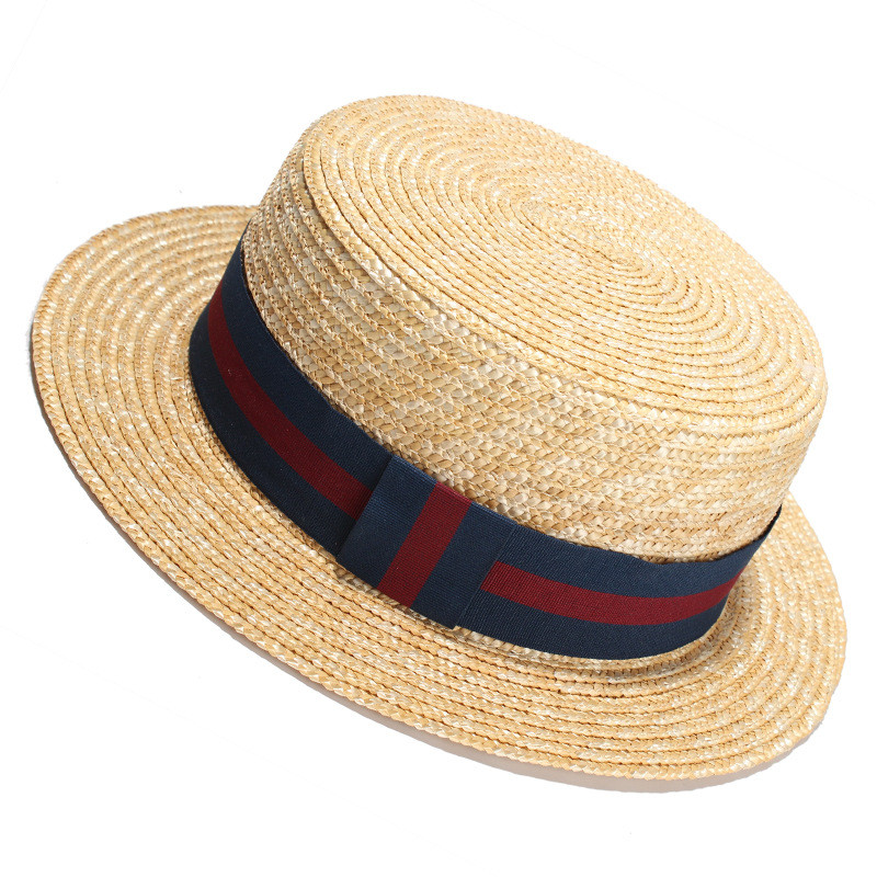 

Summer Straw Hat Bow Basin Hats Flat Top Hat Sun Hat Women Designer Brim Hats Wholesale, Black