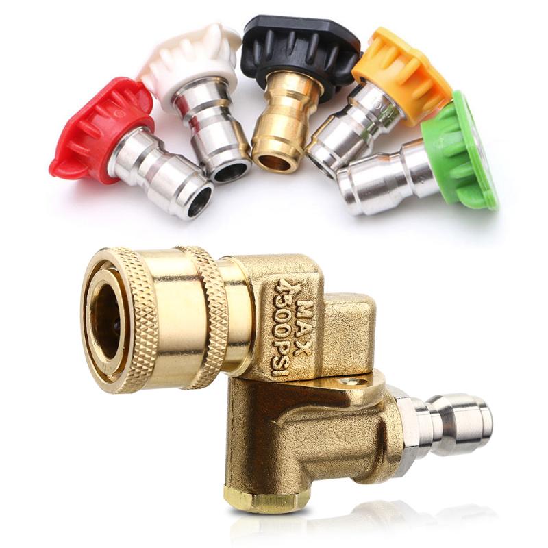 

Pressure Washer Spray Nozzle Tips 1/4 inch Quick Swivel Connector 5 Packs 3.0 GPM Quick Pivoting Coupler Car Cleaning Tools, Type 2
