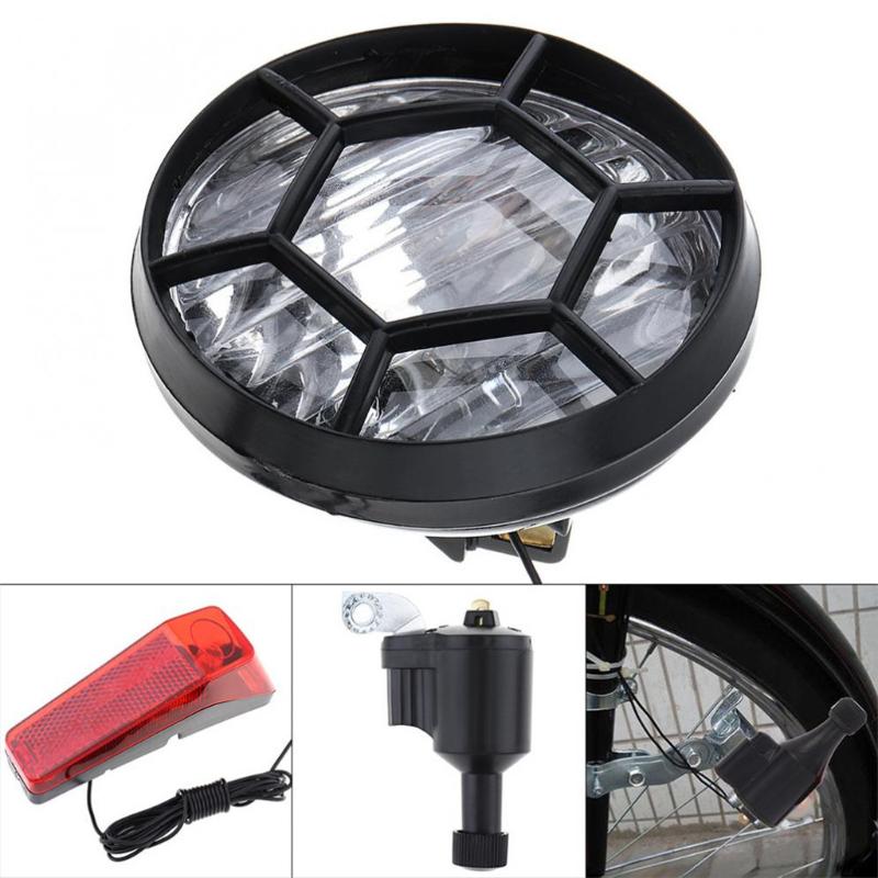 

Hot SALE LED Kit Bike Front Head Light Rear Bicycle Motorized Bike Generator Dynamo Headlight Tail Lighting Kits L714
