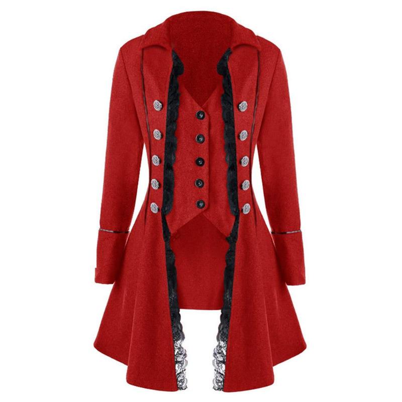 

Women Skirt Trench Retro Lace Long Sleeve Button Tailcoat Party Costume Medieval Coat Jacket plus size Medieval Coat Jacket, Grey