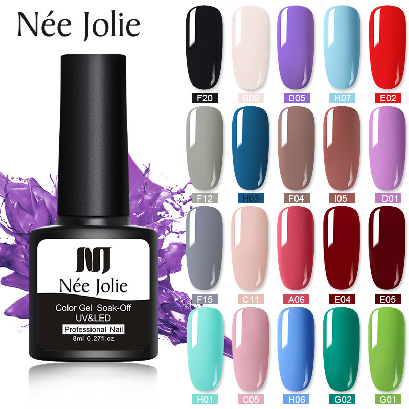 

NEE JOLIE 8ml Colors Gel Nail Polish 48 Colors Nails Soak Off Gel Polish UV Nail varnish Varnish Art Design, D01