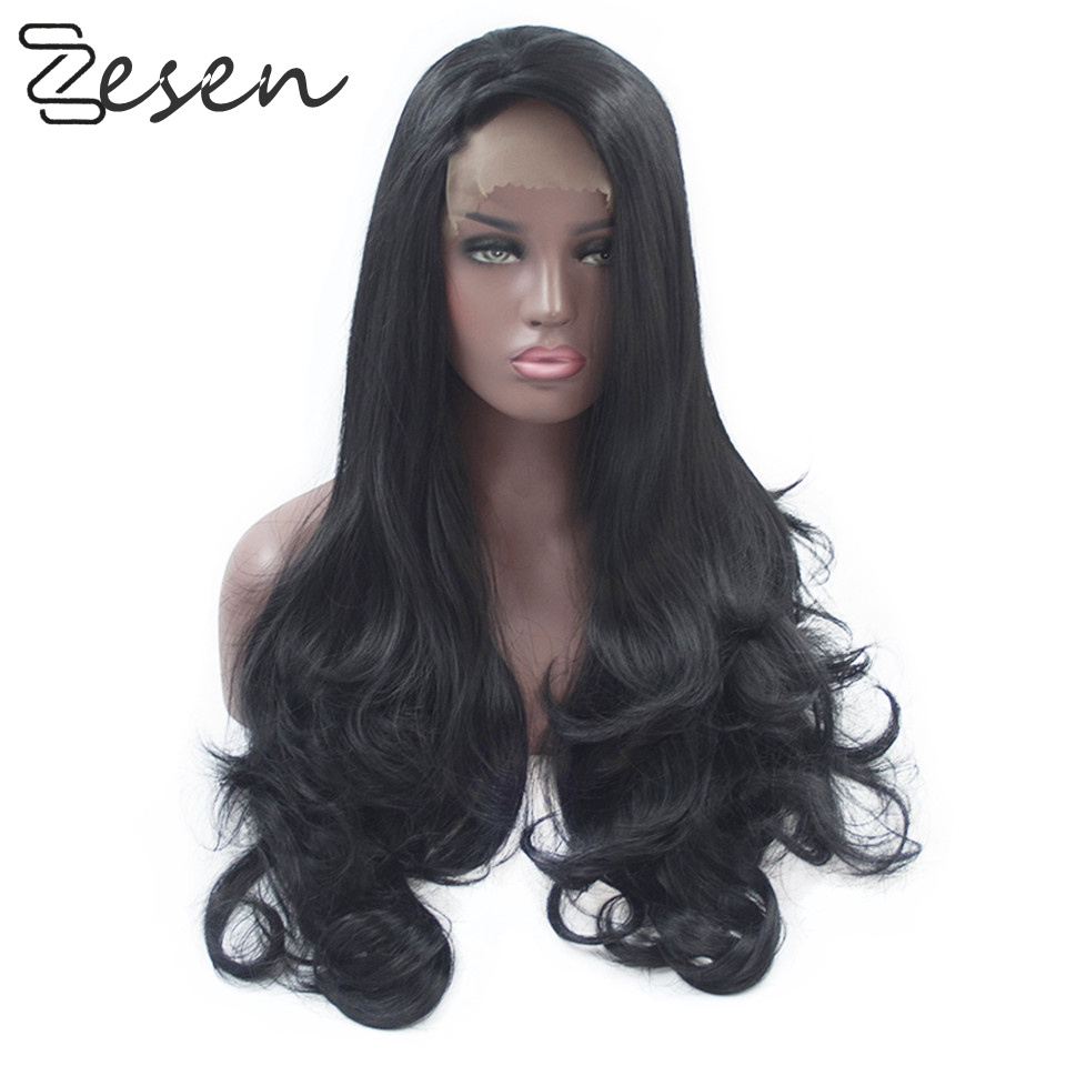 

Black Synthetic Lace Front Wigs Body Wave Long Hair Resistant Glueless With Natural Hairline for Women With Baby Hair