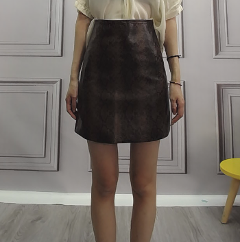 

Sexy Women leather Snake Print Skirt Summer High Waist Mini Skirt Short Pencil Bodycon Femme Slim, Brown