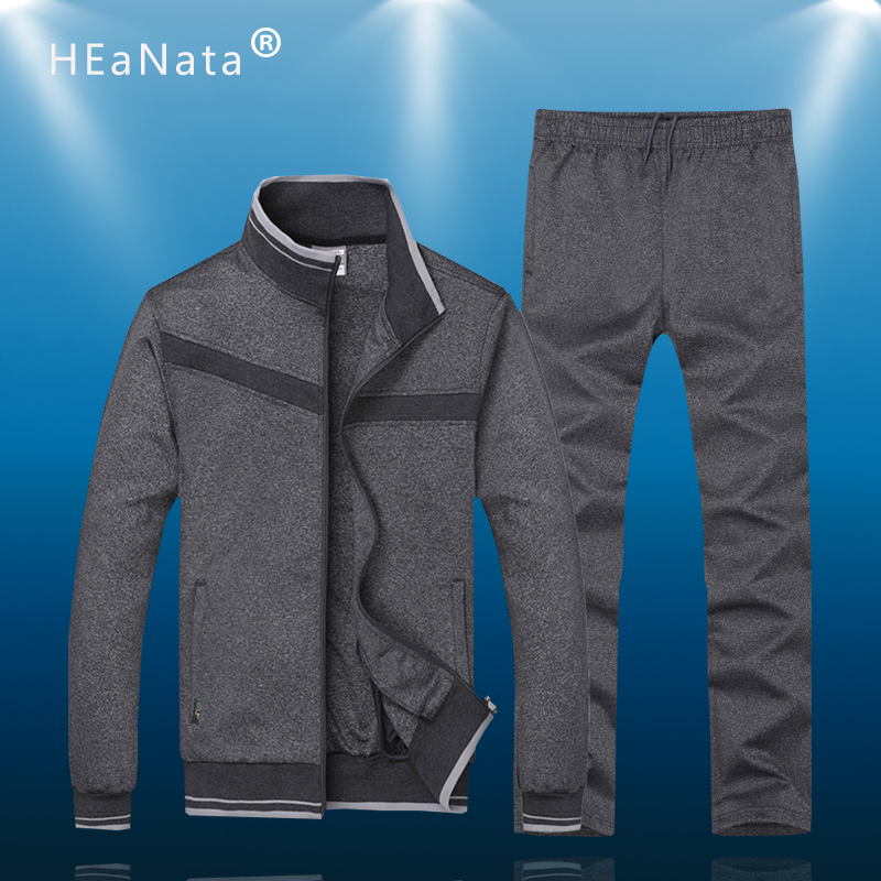 

Men's Simple Sport Set Jogging Fitness Running Suit Sportwear Clothing Tracksuit Set Training 2 Piece Jacket+Pants Track Suits, Nh5 black