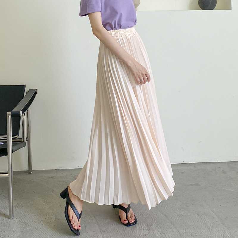 

Solid Color Long Pleated High Waist S264, Blue