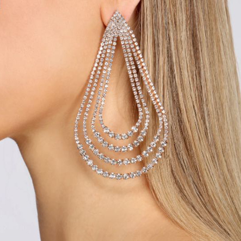

earrings2020 multi-layer water drop alloy Diamond rhinestone earrings women's dinner earring