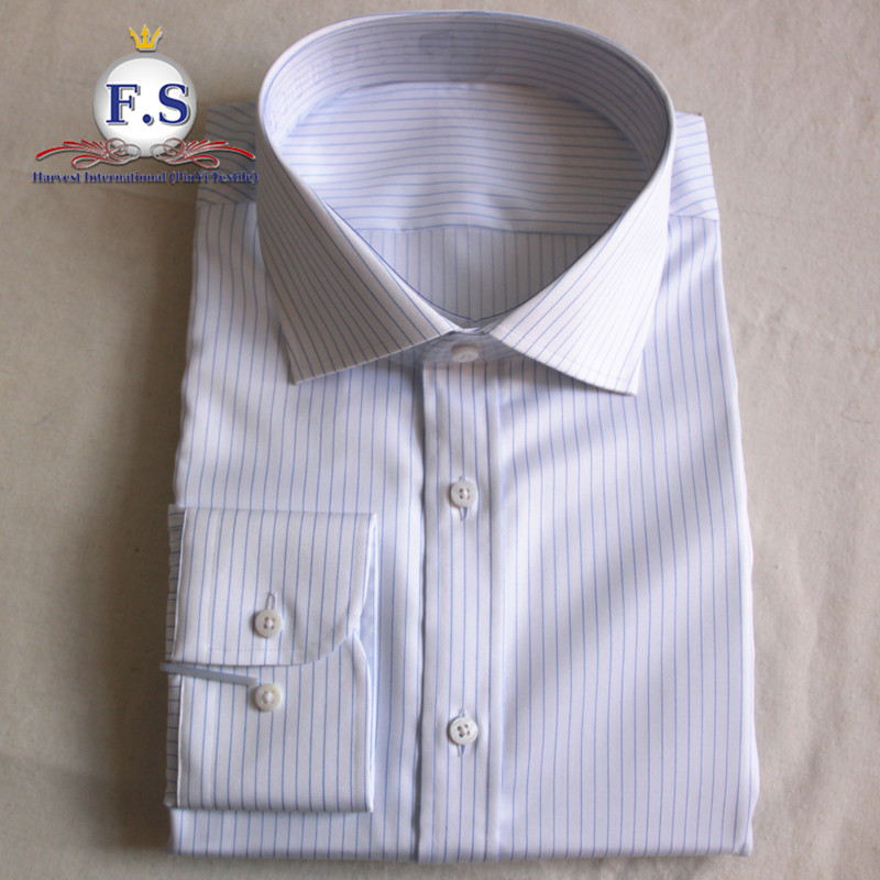 

100's WRINKLE FREE MEN DRESS SHIRT WITH STRIPE PATTERN, LONG SLEEVE, Royal blue -2