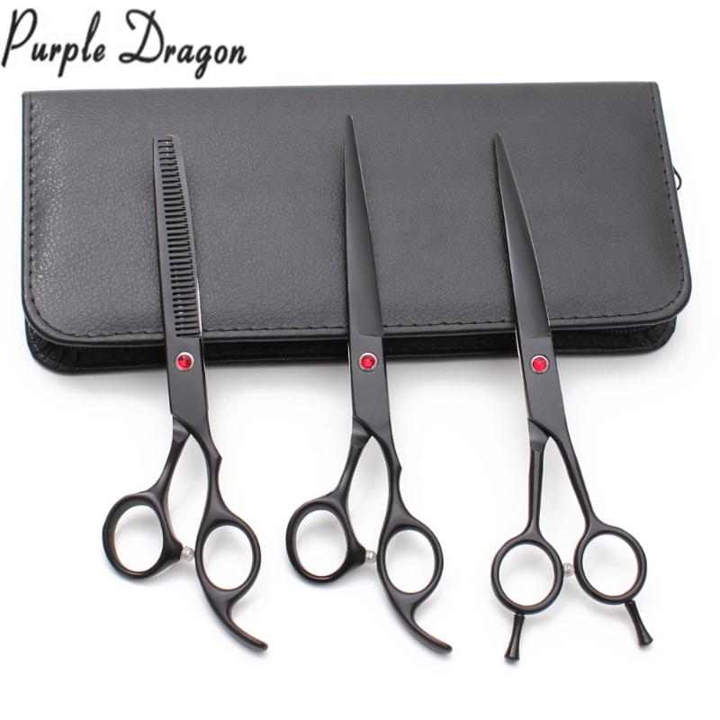 

Z3102 D3Pcs Suit 7" Japan Purple Dragon Animal Shears Dogs Shears Cutting+Thinning+Down Curved Professional Pets Scissors