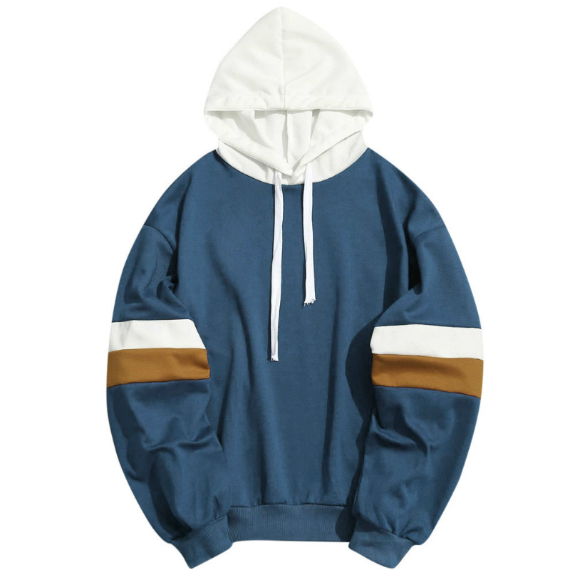

Mens Hoodies All Season Cool Casual Loose Long Sleeve Patchwork Contrast Color Streetwear Sudaderas Hoody Sweatshirt High Quality, Blue