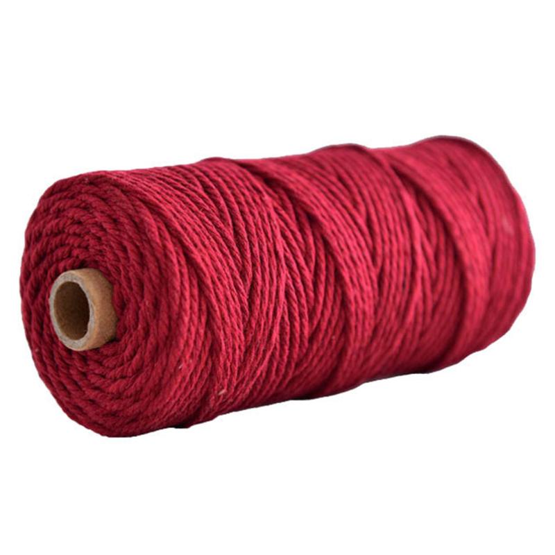

3mm*100m Color Rope DIY Hand-woven Cotton Thread Cord Woven Tapestry Rope Cotton Twisted Cord Crafts, Gray