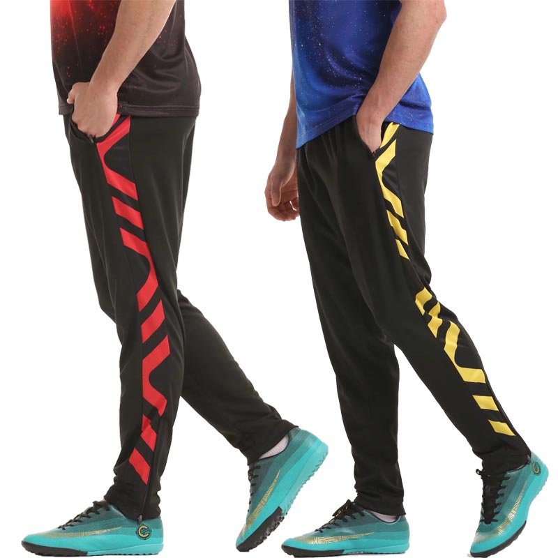 

jogging pants men zipper Pockets Athletic Football Soccer pant Training sport Pants adult gym trousers jogging bottoms homme, Black red