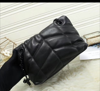 

Luxury designer handbags LOULOU PUFFER Double chain shoulder bag Quilted Lambskin Handbag High Quality Women Bags, Black
