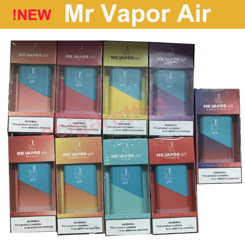 

2020 Newest MR VAPOR air Disposable Vape Device Puff Packaging Pod Starter Kit 500puffs 3ml Cartridges Mrvapor ecig Empty Vaporizer