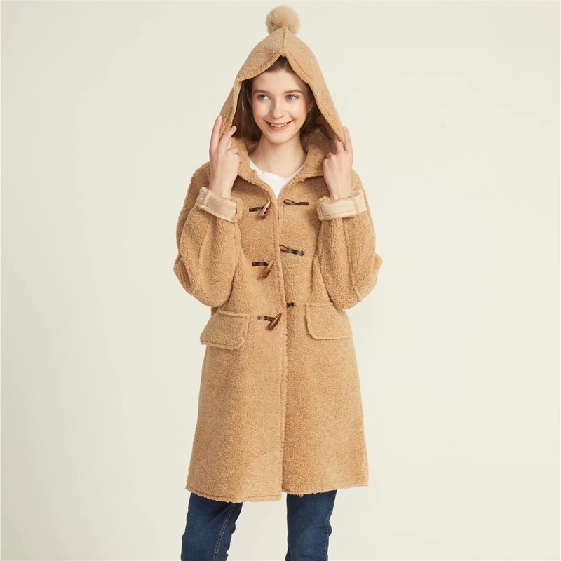 

2020 New Autumn And Winter Woolen coat Women Fashion Solid color Imitation lamb's wool Suede Hooded Keep warm Ladies Tops Cozy, Pink
