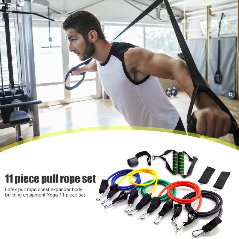 

11Pcs/Set Resistance Band 100/125 Pound TPE Elastic Pull Rope Home Gym Fitness Tool Latex Yoga Resistance Training Equipment