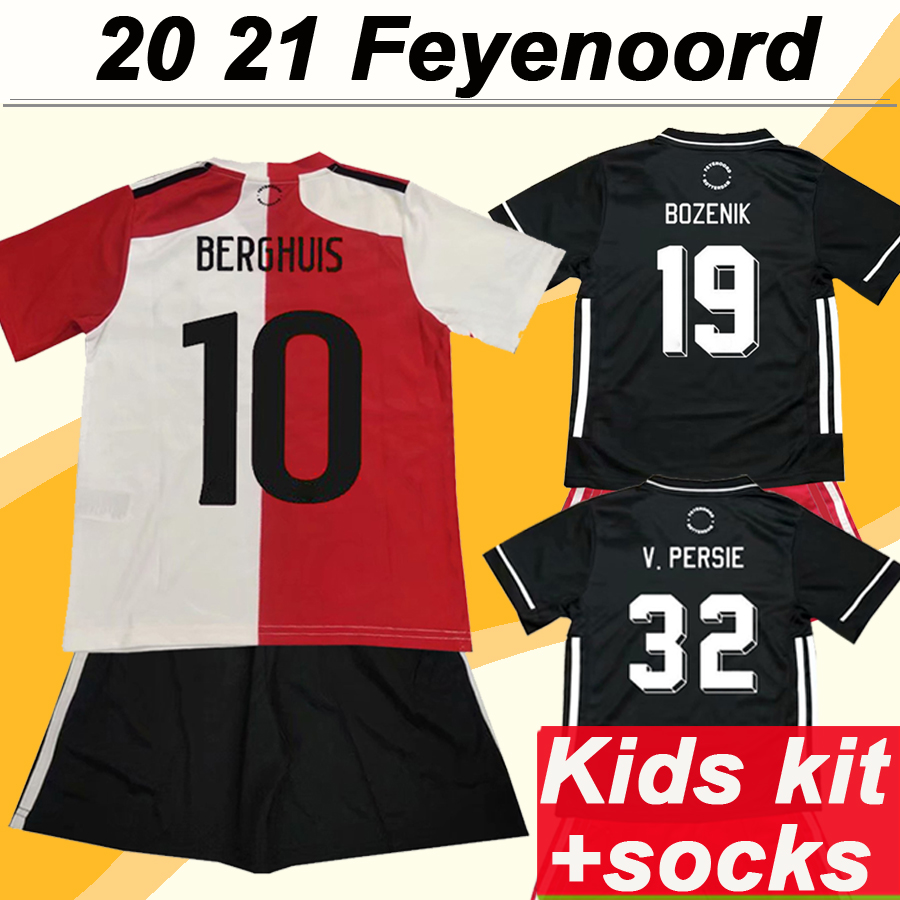 

20 21 Feyenoord Kids Kit Soccer Jerseys V. PERSIE TOORNSTRA JORGENSEN Home Away Football Shirts VILHENA CLASIE LARSSON BERGHUIS Uniforms, Black