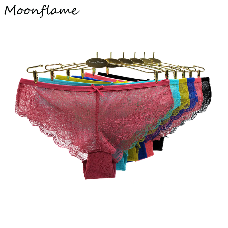 

Moonflame 5 pcs/lots Panties for Woman Underwear Sexy Lace Lingerie Female Briefs Sexy Transparent Women's Panites 89418, Multi